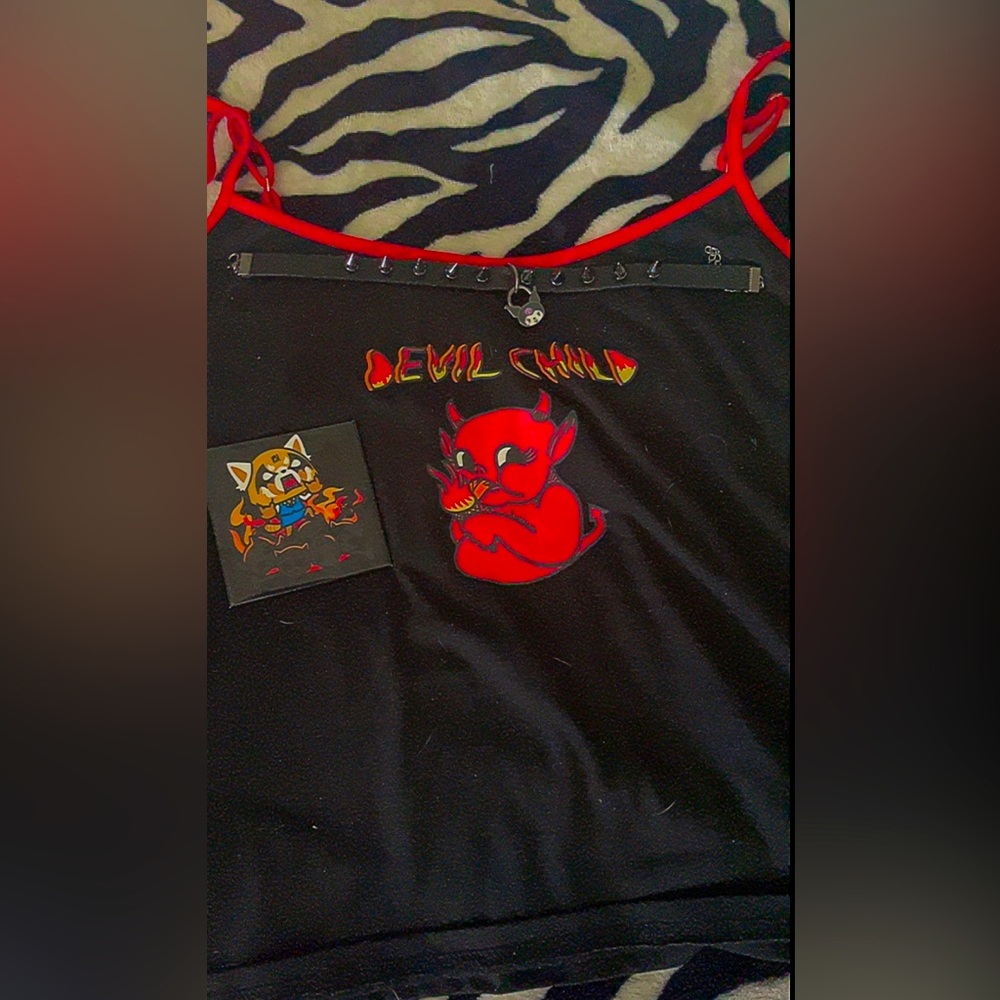 ￼ Devil child spaghetti strap crop with Kurumi choker